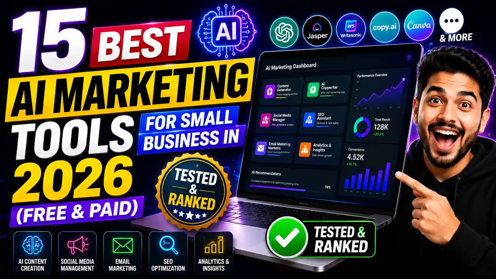 15 Best AI Marketing Tools for Small Business in 2026 (Free & Paid) Tested and Ranked