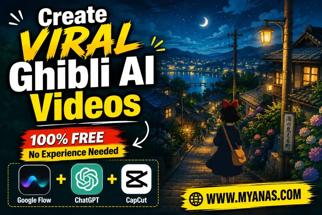How to create Ghibli style AI videos using free tools like Google Flow, ChatGPT, and CapCut