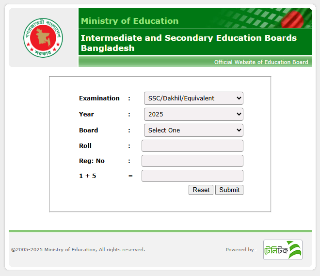 Official Websites for SSC Result 2026