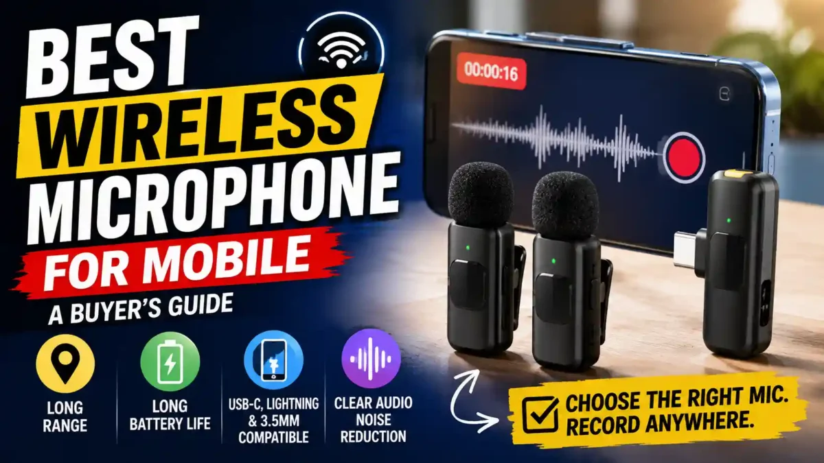 Best Wireless Microphone for Mobile: A Buyer's Guide 1 Best wireless microphone for mobile with clip-on lavalier transmitters, smartphone receiver, and mobile recording setup for content creators.